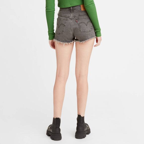 Levi’s Sz 32 Washed Black 501 High Rise Original Fit Cut Off Denim Jean Shorts - Picture 2 of 6